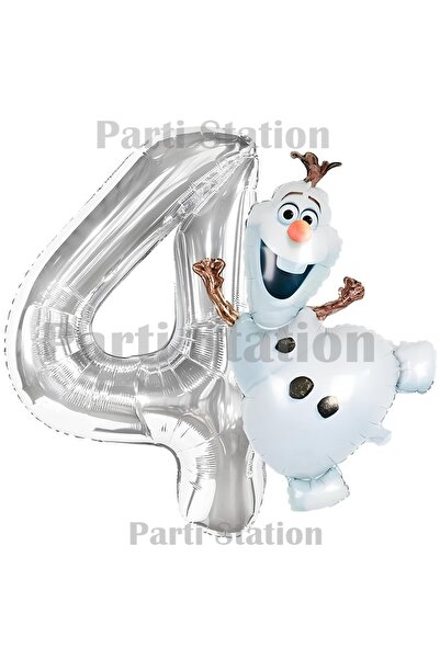 Parti Station Frozen Olaf Concept 4 Year Old Silver Foil Number Balloon Set