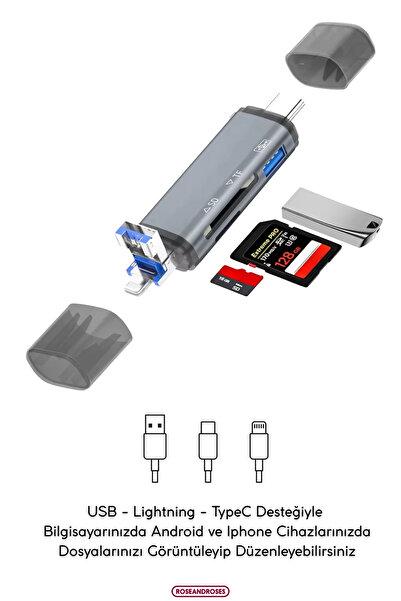 RoseandRoses Smartphone and Computer Compatible Micro Sd - Tf - Sd Card - USB Reader