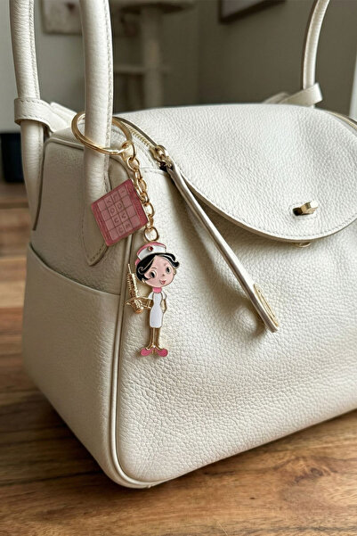 Modex Breloc pentru geantă de asistentă cu scrisul „I Love You” de culoare aurie