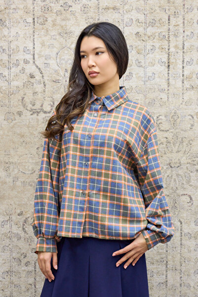 KÜÇÜĞÜM BUTİK Orange Plaid Patterned Shirt