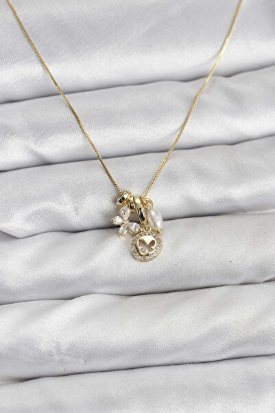 shopwave قلادة نسائية ذهبية اللون من النحاس الأصفر بتصميم فراشة بسيط