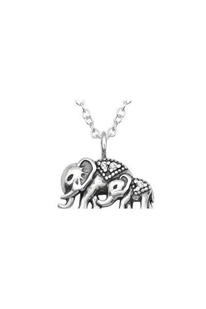 All4Silver Elefanți cu Zirconiu - Colier din Argint 925