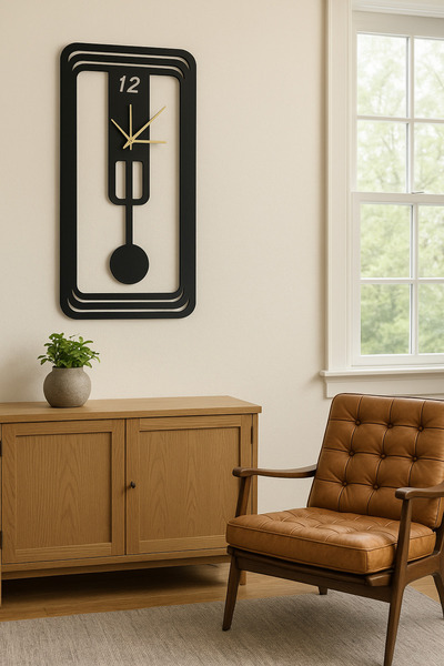 mee wall art Sarkaçlı Dekoratif Duvar Saati – Modern Retro Tasarım (Siyah/Beyaz)