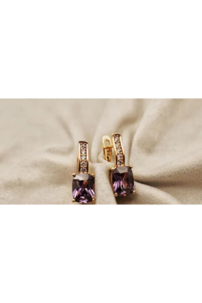 XUPING JEWELRY Cercei placați cu aur de 18k și pietre de zirconiu lavandă