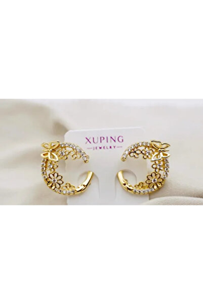 XUPING JEWELRY Cercei fluture placați cu aur de 18K și pietre de zirconiu