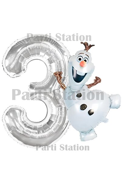 Parti Station Frozen Olaf Concept 3 Year Old Silver Foil Number Balloon Set