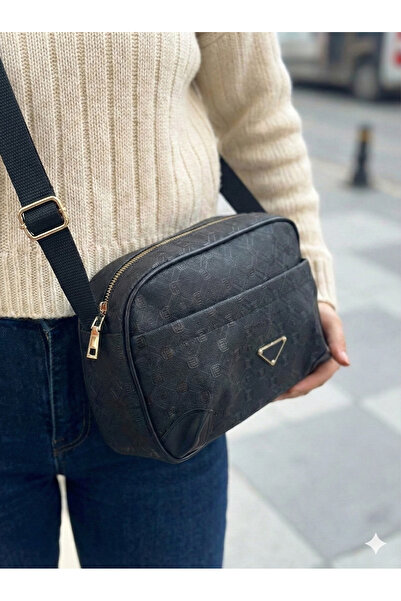 PurpleART Kadın Siyah Çapraz Askılı Omuz Çantası 25x16x8cm