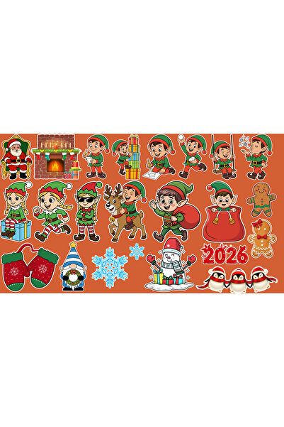 okularenkkat Set de autocolante de Anul Nou 47 bucăți dimensiune A3
