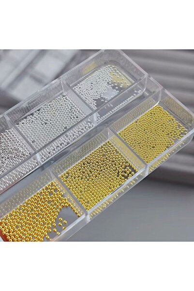 QNAİL PROFESSİONAL Havyar Tırnak Taş Süsleme Nail Art Boncukları Gold ve Silv...