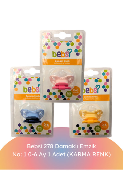 Bebsi 278 Damaklı Emzik No: 1 0-6 Ay 1 Adet (KARMA RENK)