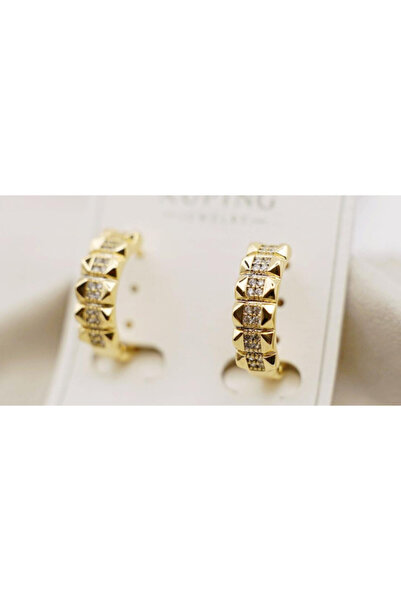 XUPING JEWELRY Cercei rotunzi placați cu aur și pietre de zirconiu