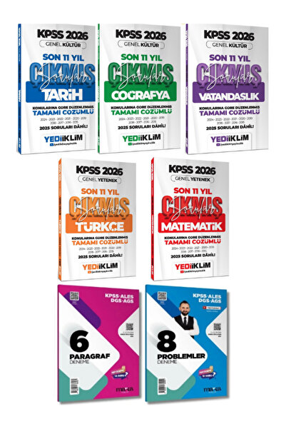 Yediiklim Yayınları 2026 KPSS GY-GK Lisans Çözümlü Son 11 Yıl Çıkmış Sorular ...