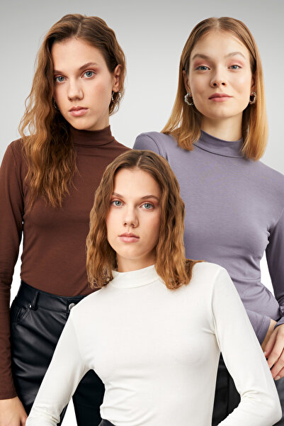 Ladima Жіночий боді «Гіркий кави» сіро-білий, 3 шт.