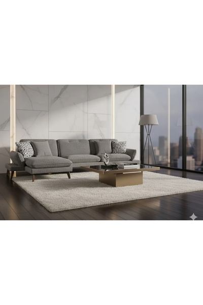 Vivense COSY KÖŞE KOLTUK, AHŞAP AYAK, SOL KÖŞE, KÜL GRİ