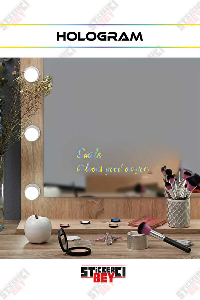 STİCKERCI BEY ملصق زجاجي تحفيزي بعبارة 'ابتسِ، تبدو جيدة' (قطع بالليزر)