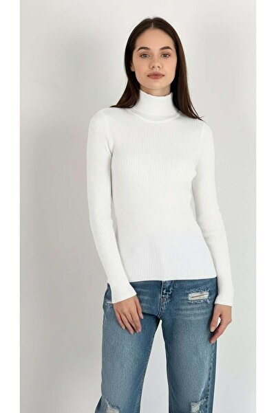 Miss Poem Women's Backless Tie-Up Ribbed Ecru Knit Sweater