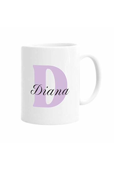 AFFIX THE DIFFERENT PERSPECTIVE Personalized mug with first name, white with white interior and handle, 350ml, Women's First Name Collection, Diana