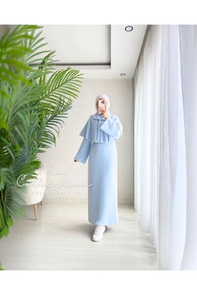 MasterPiece PELERİN DETAYLI SAKALLI TRİKO ELBİSE