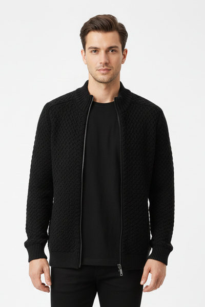 Pulltonic Erkek Yarım Balıkçı Yaka Fermuarlı Kalın Hırka