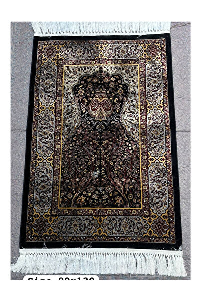 GENERAL A luxurious Turkish prayer rug with a bow pattern, available in 80x120 cm size. It features an elegant, handcrafted design.