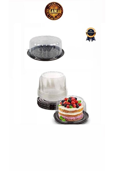 figanlar ambalaj 5 adet şeffaf kapaklı Plastik Pasta ve Kek Kabı Seti Çap:30c...