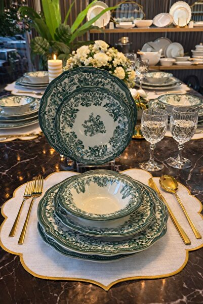 Onedekor 24 Parça 6 Kişilik Porselen Yemek takımı Velour Green