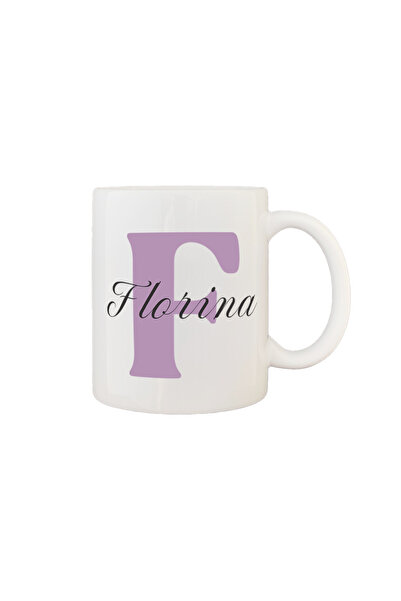 AFFIX THE DIFFERENT PERSPECTIVE Personalized mug with first name, white with white interior and handle, 350ml, Women's First Name Collection, Florina