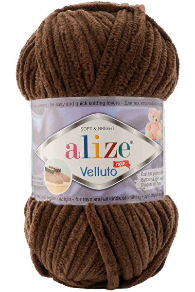 Alize Velluto Kalın Kadife El Örgü İpi 493 Kahverengi