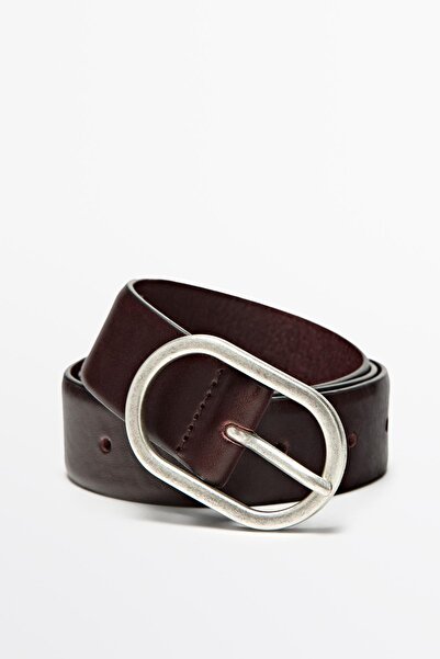Massimo Dutti Oval buckle belt in nappa leather