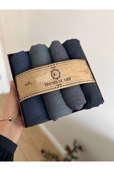 shop İREMSSCARF Bürümcük şal seti ( açık antrasit koyu antrasit kot mavi füme)
