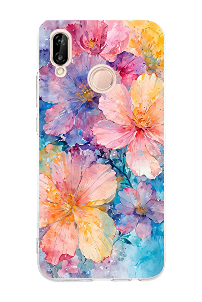Manitoba Huawei P20 Lite Uyumlu Baskılı Yumuşak Silikon Şeffaf Telefon Kılıfı