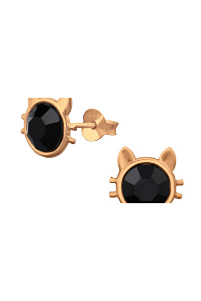 All4Silver Cat - Silver 925 Earrings with Screw and Stones