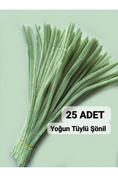 hyc heryerçiçeklenir 25 Adet Ada Çayı Yeşili Şönil, Çiçek Yapımına Uygun Tüyl...