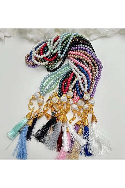 PIRISA 10 Pieces of Plastic Pearl Prayer Beads Rosary for Gifts, Distribution, Hajj, Umrah, Mevlüt, Mevlid, Wedding, Henna