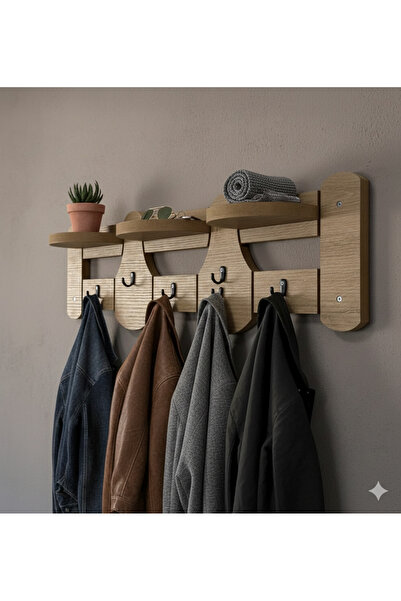 woodeska Portmanto Duvar Askısı, Elbise Askısı, Vestiyer Askılık, Ahşap Askı