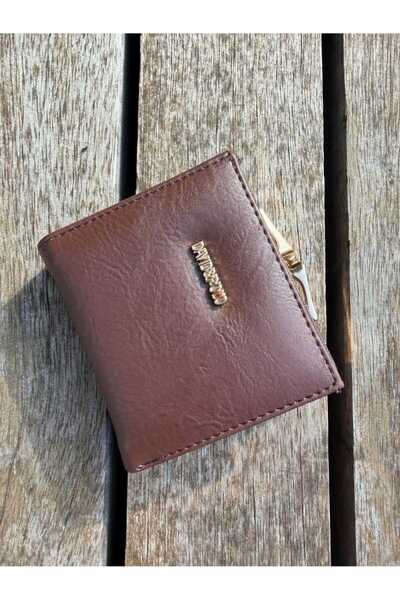 ÖZÜM TAKI Women's Medium Size Wallet with Card Holder Detail and Coin Compartment Brown