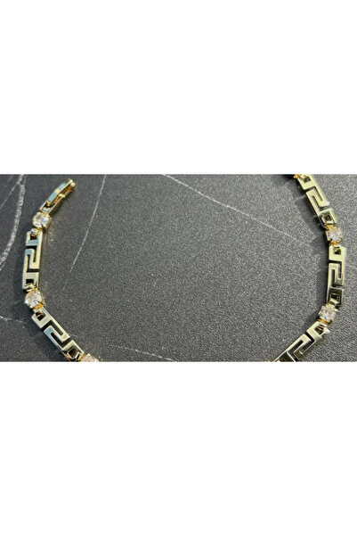 XUPING JEWELRY Brățară placată cu aur de 18K cu model grecesc (Meandru) și zirconiu