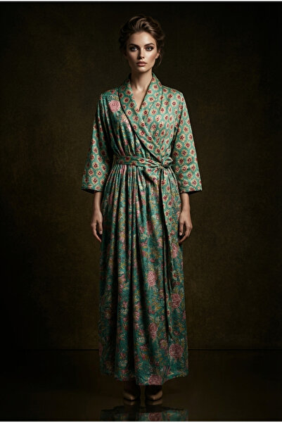 OEM Hand-printed cotton wrap dress