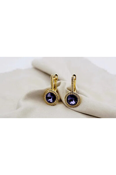 XUPING JEWELRY Cercei placați cu aur de 18k și pietre de zirconiu violet