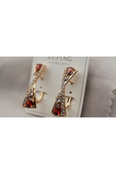 XUPING JEWELRY Cercei placați cu aur de 18k și cristale de zirconiu