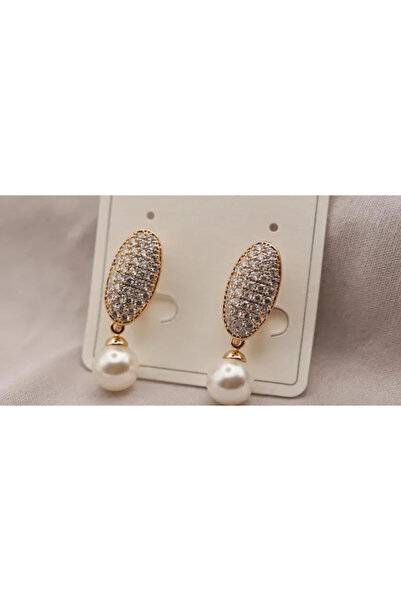 XUPING JEWELRY Cercei placați cu aur cu perle și pietre de zirconiu