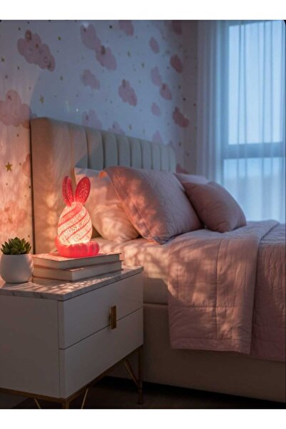 ATAY Dekoratif Tavşan Figürlü LED Gece Lambası(LED MUM DAHİL)