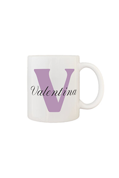 AFFIX THE DIFFERENT PERSPECTIVE Personalized mug with first name, white with white interior and handle 350ml Women's First Name Collection, Valentina