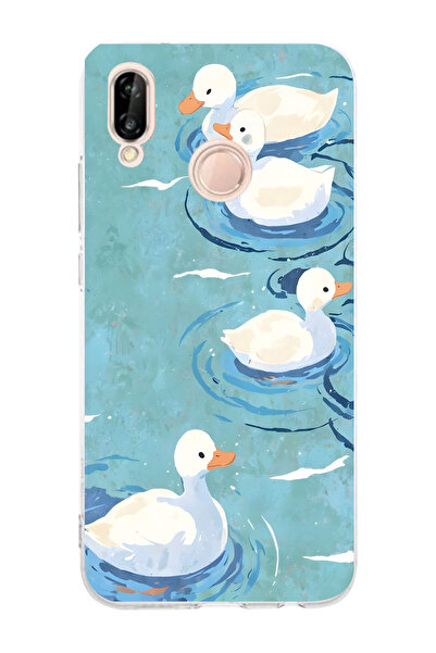 Manitoba Huawei P20 Lite Uyumlu Baskılı Yumuşak Silikon Şeffaf Telefon Kılıfı