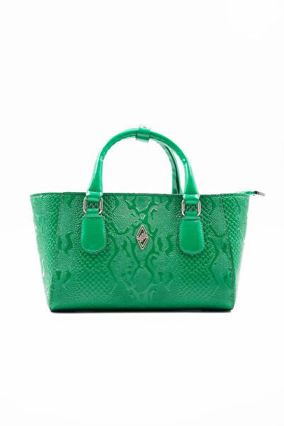 Hüvendo Small Size Long Strap Women's Stylish Hand and Shoulder Bag Patent Leather Green