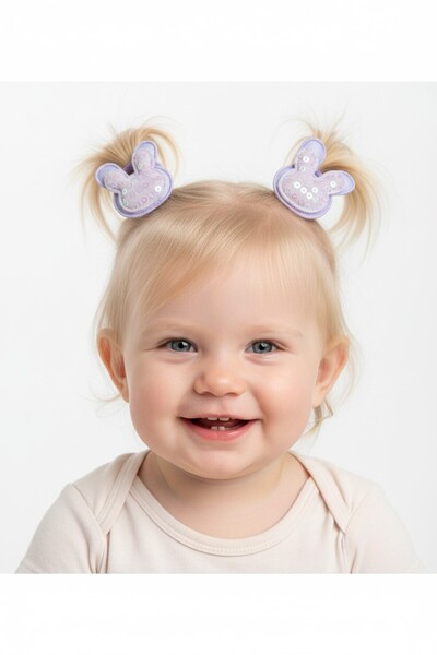 SeaBubbles Cataramă elastică pentru fete cu urechi de iepuraș cu paiete, 2 bu...