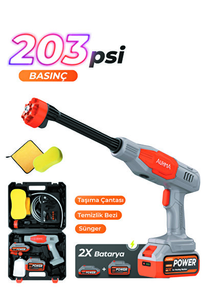 meltobe AUHMA ACR-07 21V Akülü Basınçlı Oto Yıkama Makinesi Taşınabilir Yüksek Basınçlı Su Tabancası