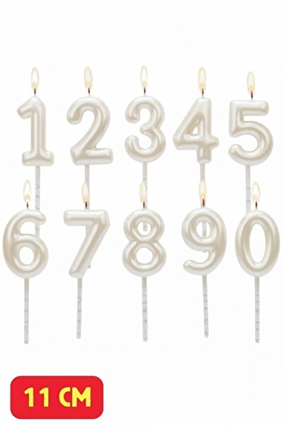 Baloncu Nene İnci Beyazı Doğum Günü Pasta Mumu Yaş Mumu Rakamlı Mum Doğum Gün...