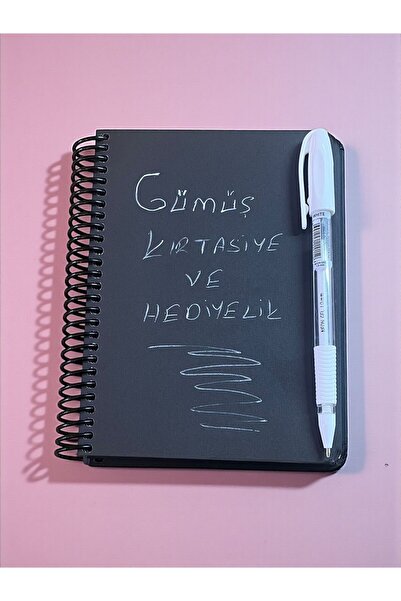 Contra 12,5*17 SİPRALLİ SERT KAPAK 80 YAPRAK SİYAH DEFTER & 2 ADET BEYAZ JEL ...