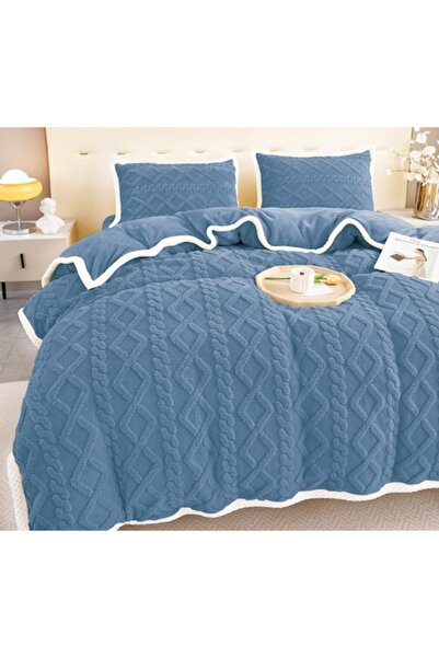 MHR Cocolino Bed Linen Set, Double, 4 Pieces, Blue